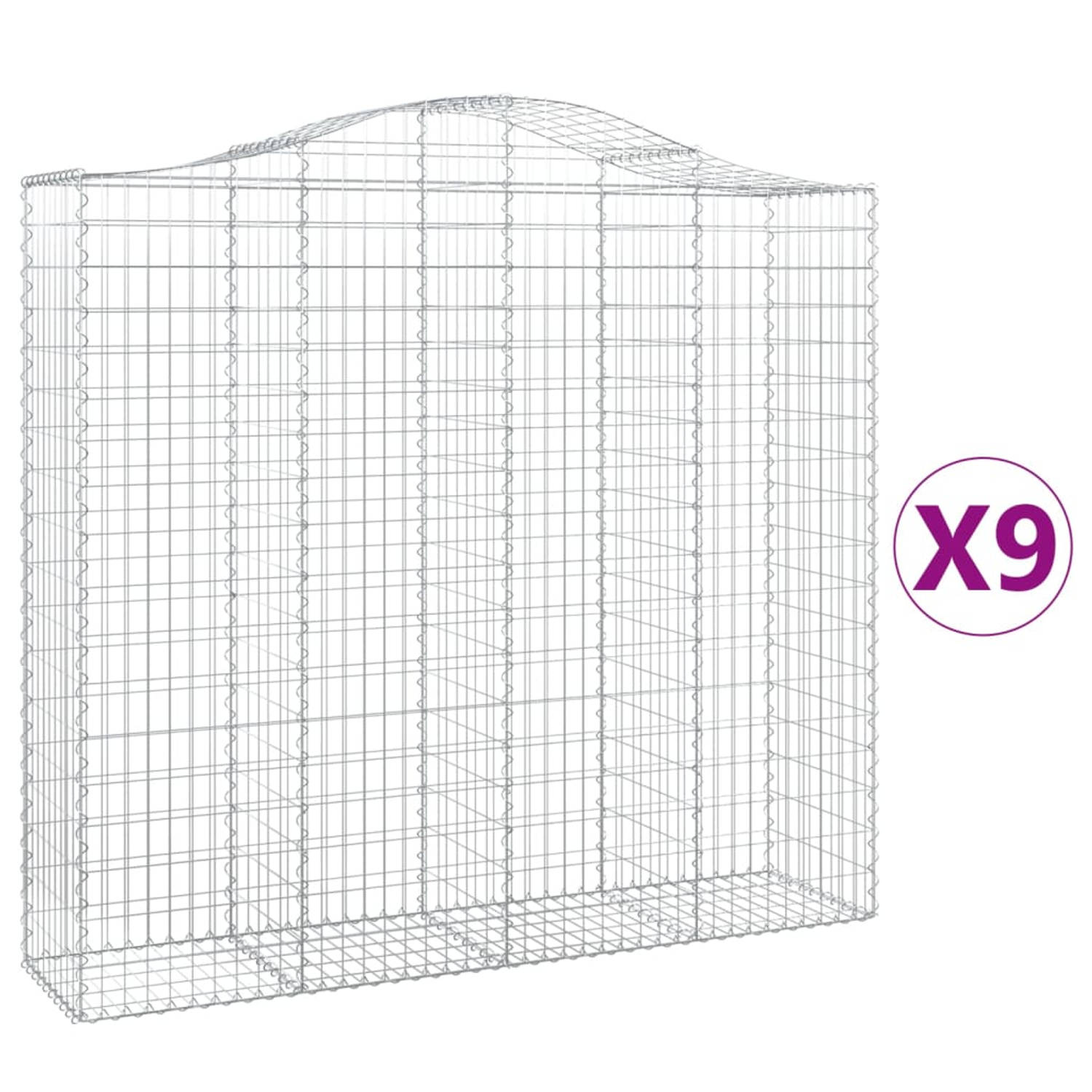 The Living Store Gabion Schanskorven - Decoratieve Tuinbarrière - 200 x 50 x 180/200 cm - Gegalvaniseerd IJzer