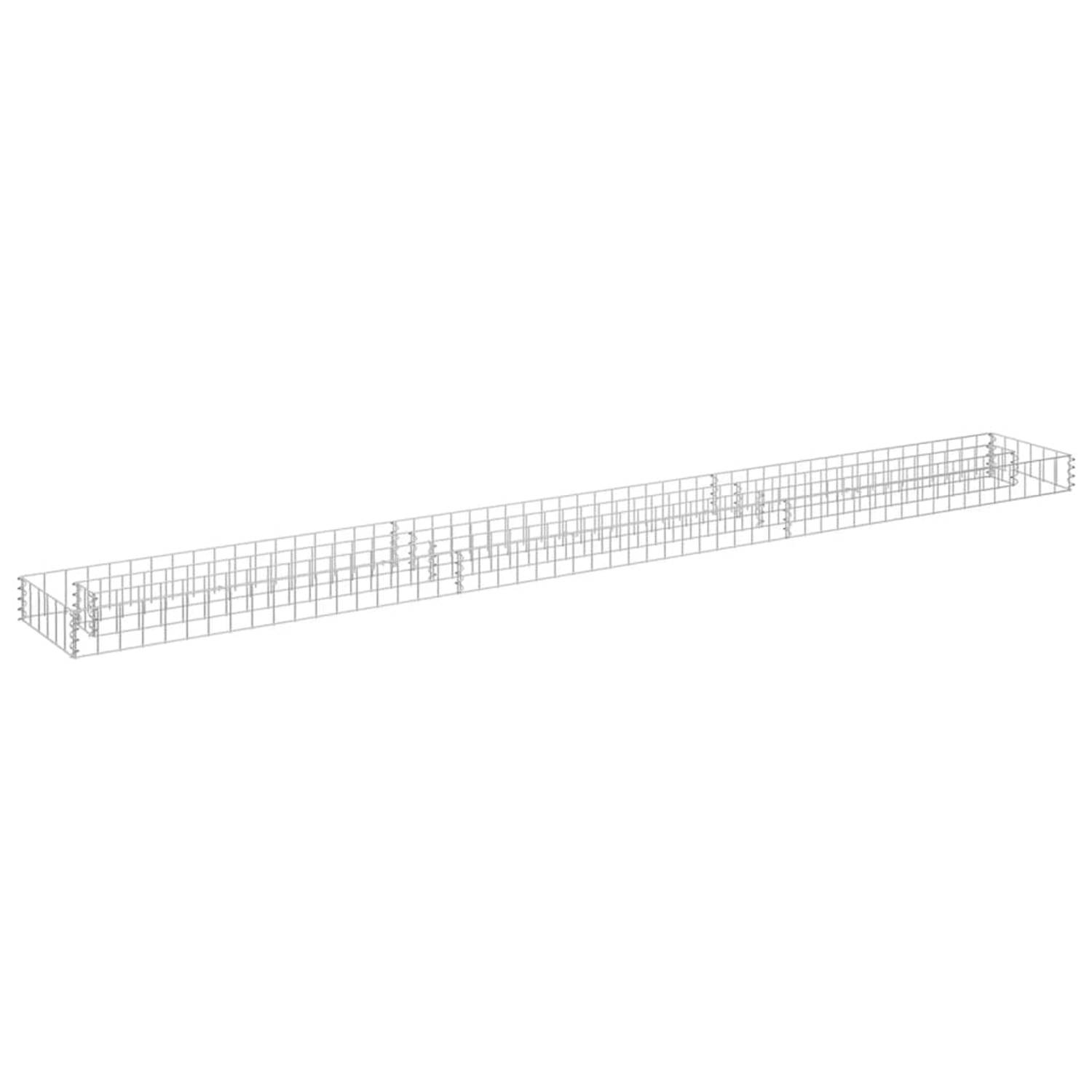 The Living Store Schanskorf Plantenbak - Verhoogd - 270 x 30 x 10 cm - Zilver - Gegalvaniseerd Staal