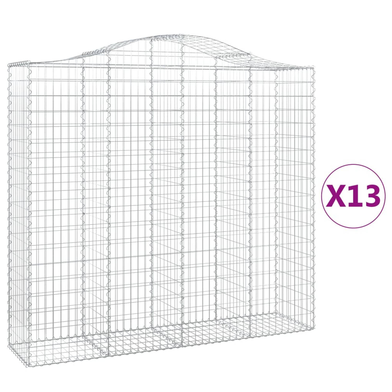 The Living Store Gabion Schanskorven - Tuinbarrière - 200 x 50 x 180/200 cm - Gegalvaniseerd ijzer