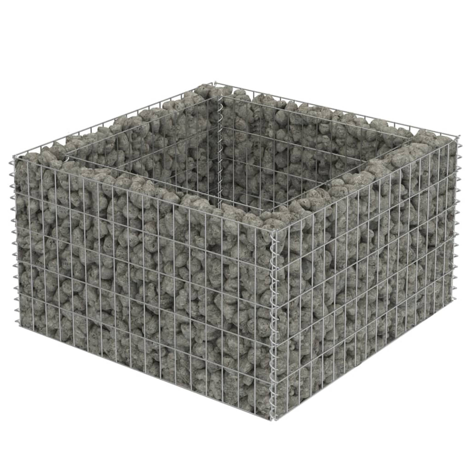 The Living Store Gabion Verhoogde Plantenbak - 90 x 90 x 50 cm - Gegalvaniseerd Staal