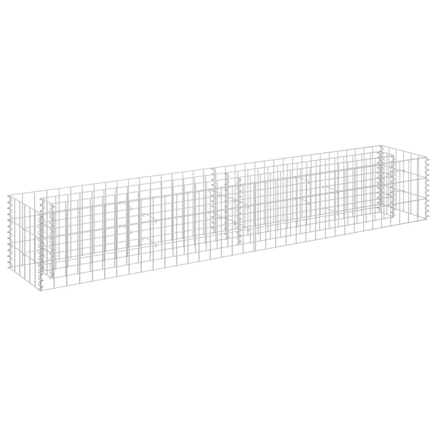 The Living Store schanskorf plantenbak 180x30x30 cm - gegalvaniseerd staal - zilver