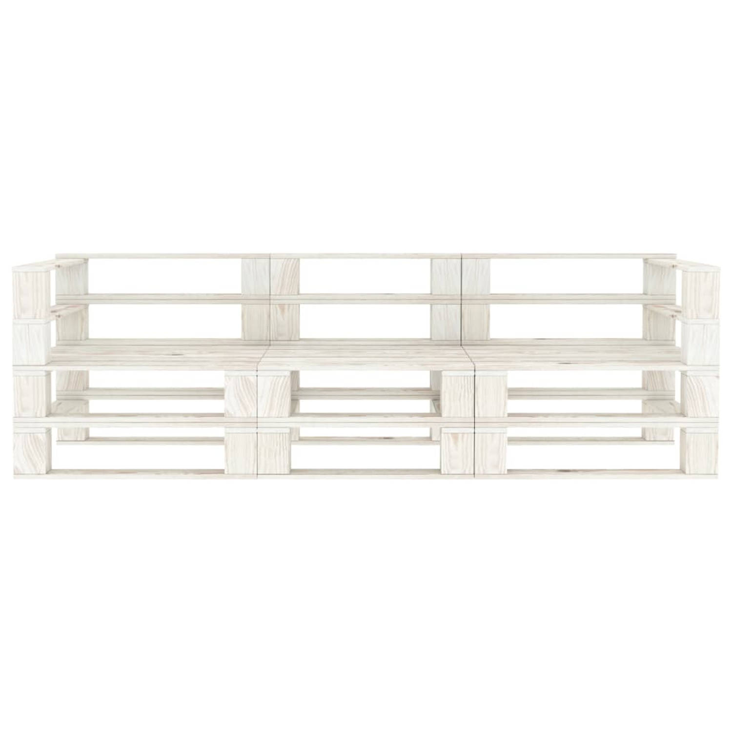 The Living Store Palletbank Tuinmeubelen - 200x67.5x60.8cm - Grenenhout - Wit