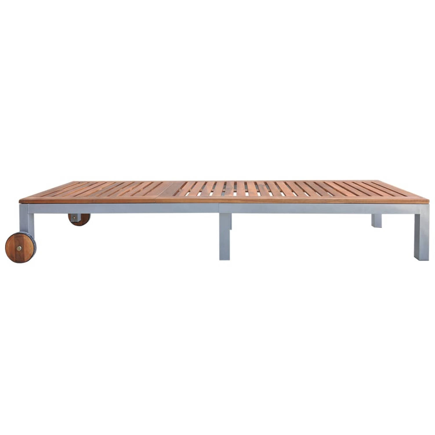 The Living Store Ligbed - Houten - Bruin - 207x70x(31-88) cm - Verstelbare rugleuning