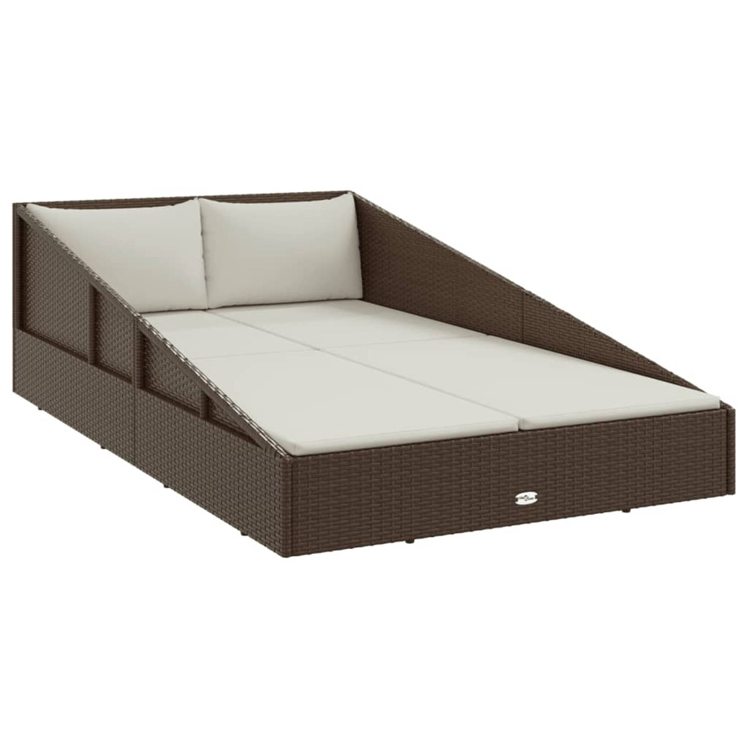 The Living Store Tuinbed 110x200 cm poly rattan bruin - Ligbed
