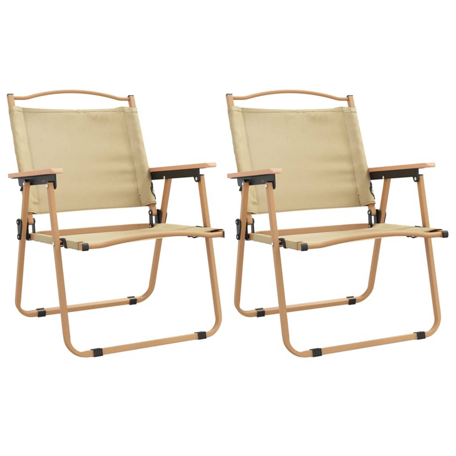 The Living Store Campingstoel - Oxford stof - Lichtgewicht en inklapbaar - Stevig frame - 54x55x78 cm (beige) - 2 stuks