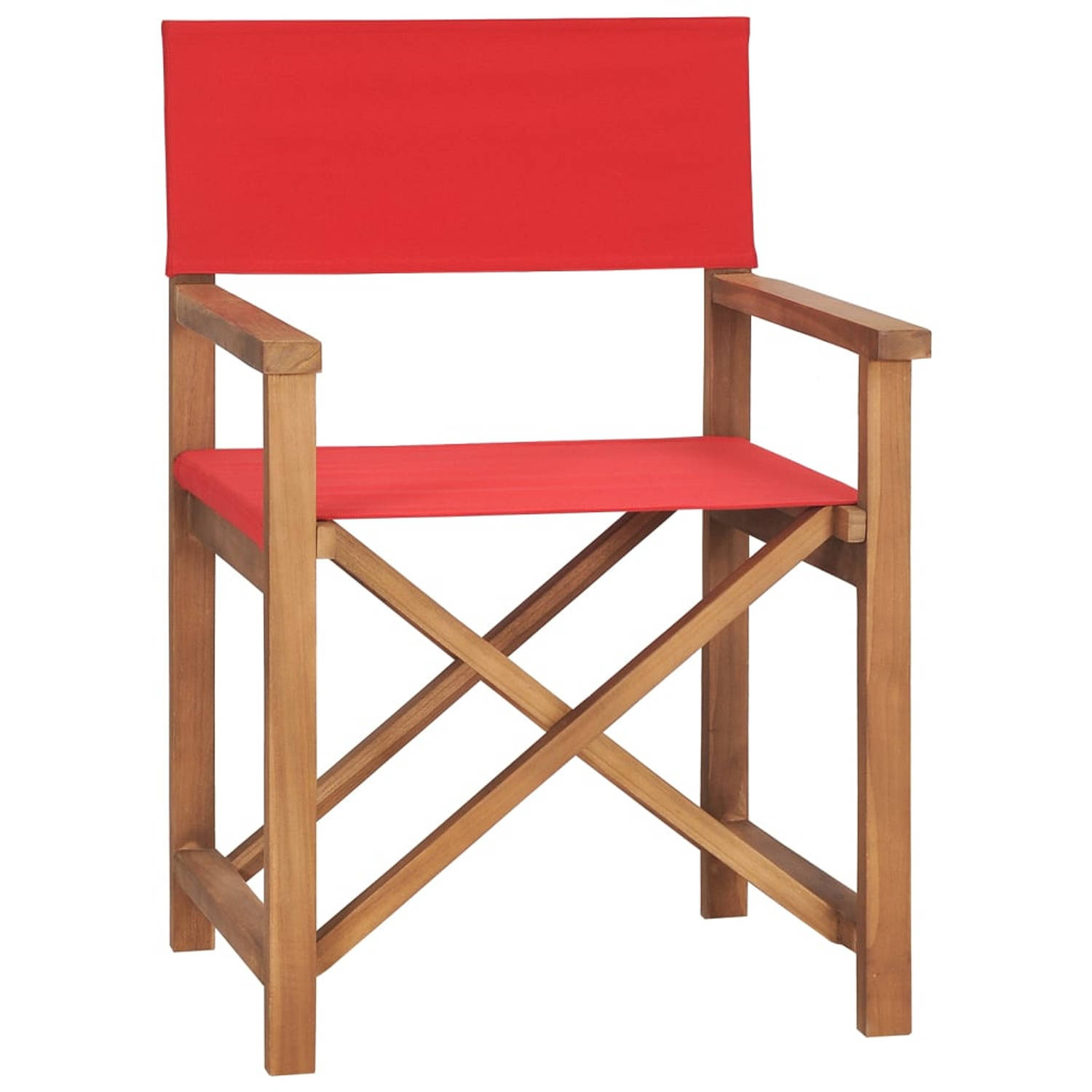 The Living Store Regisseursstoelen - Massief teakhout - Inklapbaar - Rood - 57.5 x 54.5 x 85 cm - Levering bevat 2 stoelen