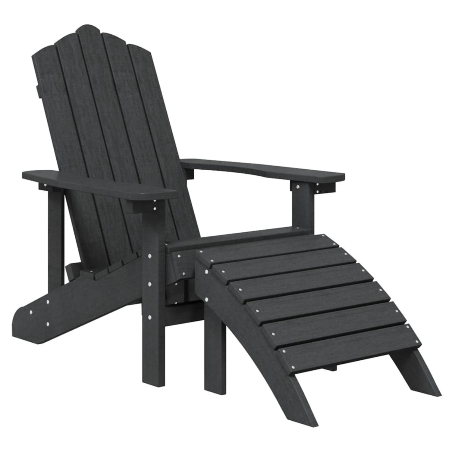 The Living Store Adirondack Tuinstoel - HDPE- Antraciet - 73x83x92 cm