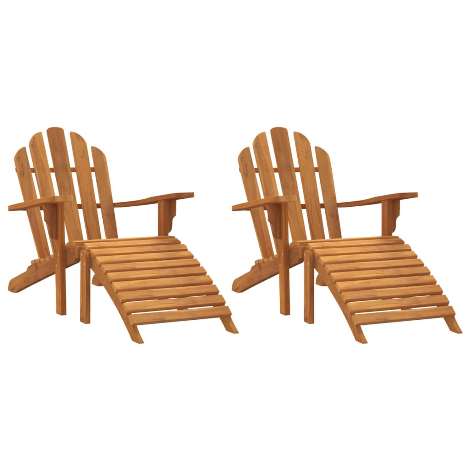 The Living Store Adirondack Tuinstoel met Voetensteun - Massief Teakhout - Comfortabel - Breed Toepasbaar - Inclusief Montagehandleiding - Waterbestendige Hoes - Afmetingen- 79x151