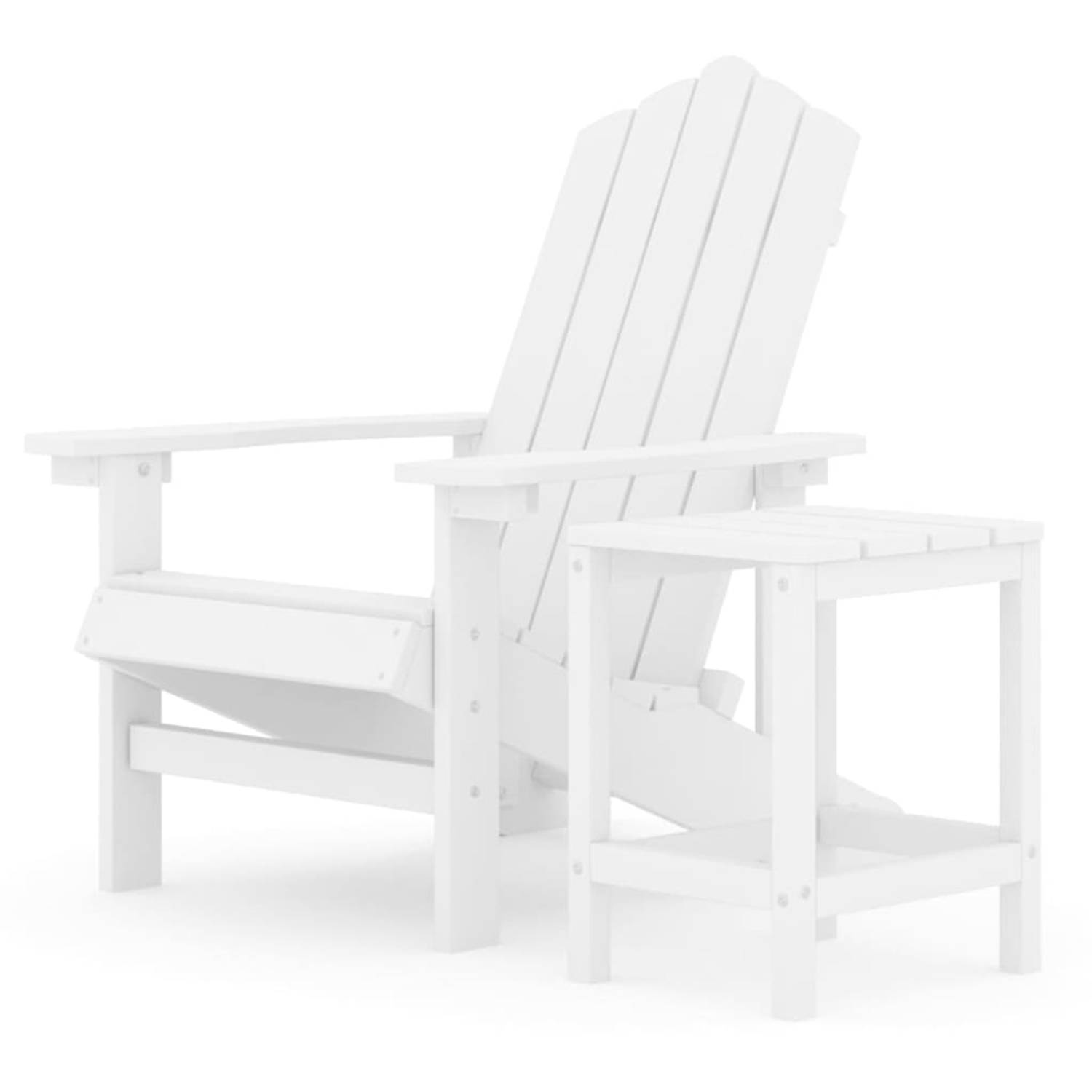 The Living Store Adirondack Tuinstoel en Tafel - Wit - HDPE - 73x83x92 cm