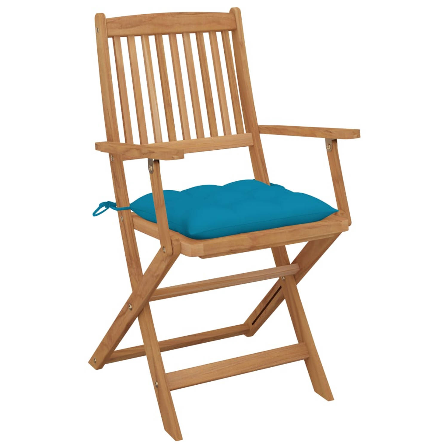 The Living Store Vouwbare stoelen - Massief acaciahout - Lichtblauwe kussens - 54x57x91 cm - Set van 6