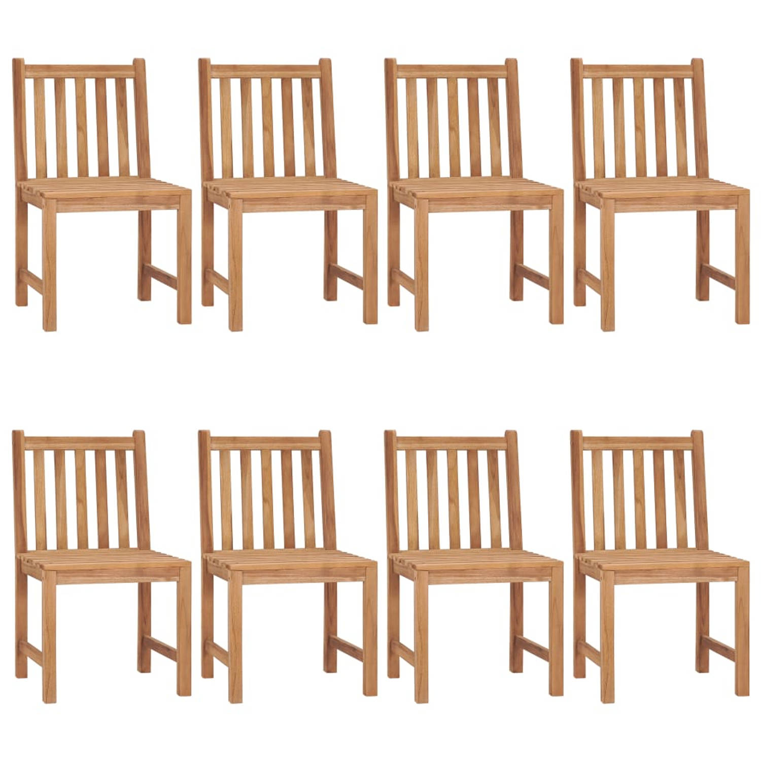 The Living Store Tuinstoelenset - Teakhout - 8 stoelen met kussen - 50x53x90cm - Antraciet
