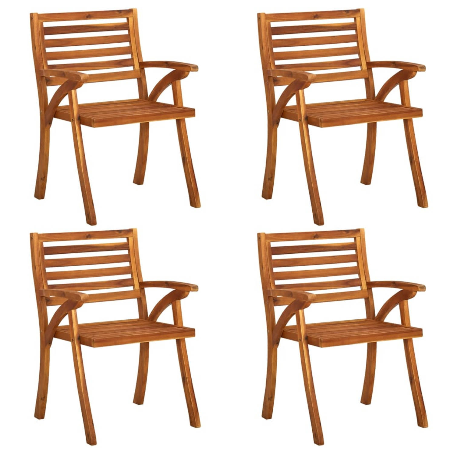 The Living Store Tuinstoelenset - Acaciahout - 59x59x87 cm - Inclusief 4 stoelen en kussens