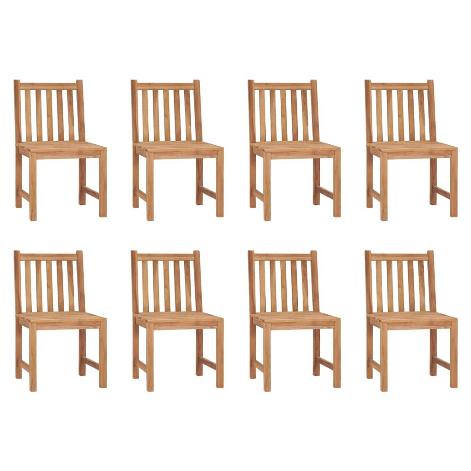 The Living Store Tuinstoelenset - Teakhout - Robuust - 50x53x90cm - Inclusief 8 stoelen en kussens