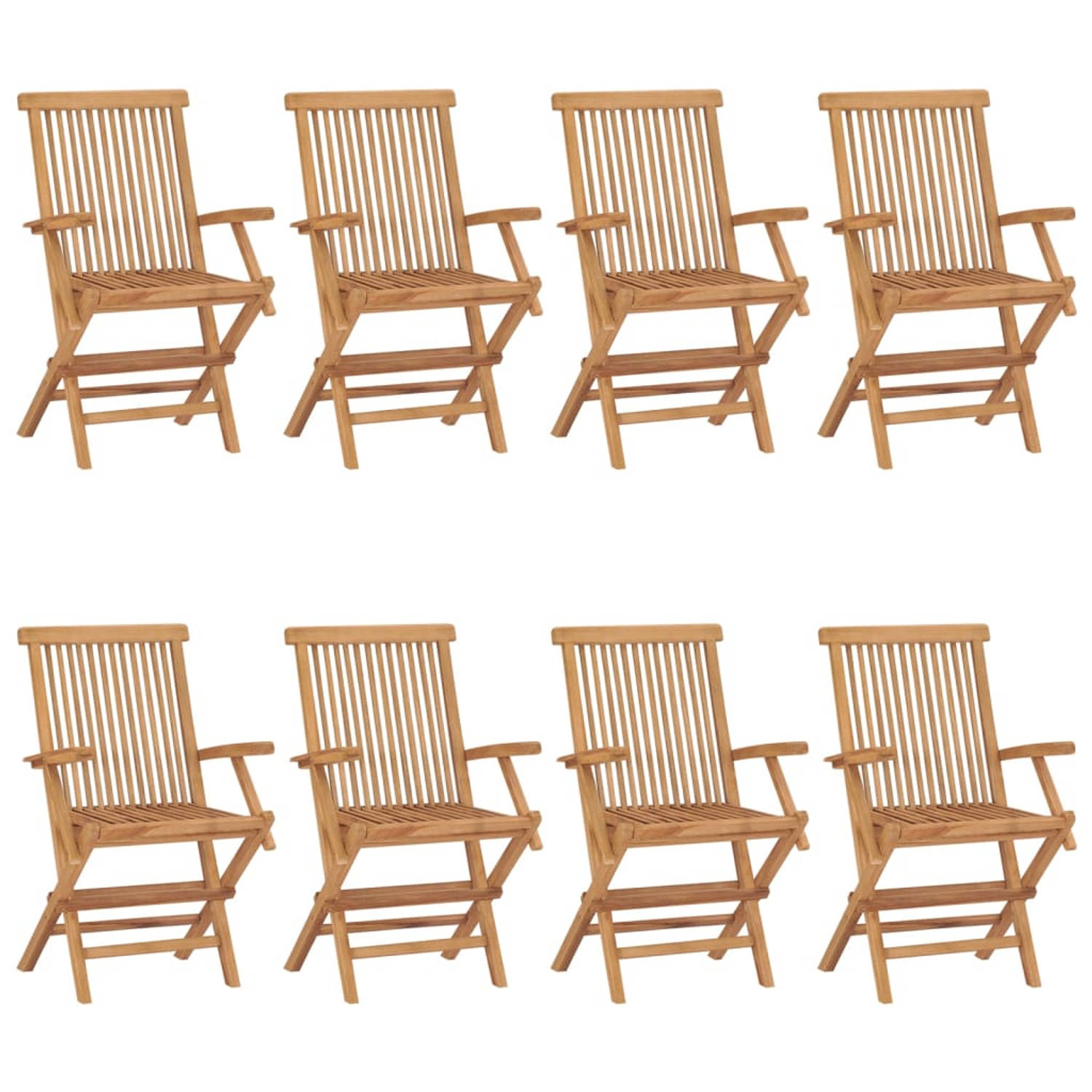 The Living Store Tuinstoelenset - Teakhout - 8 stoelen - 55x60x89 cm - Inklapbaar