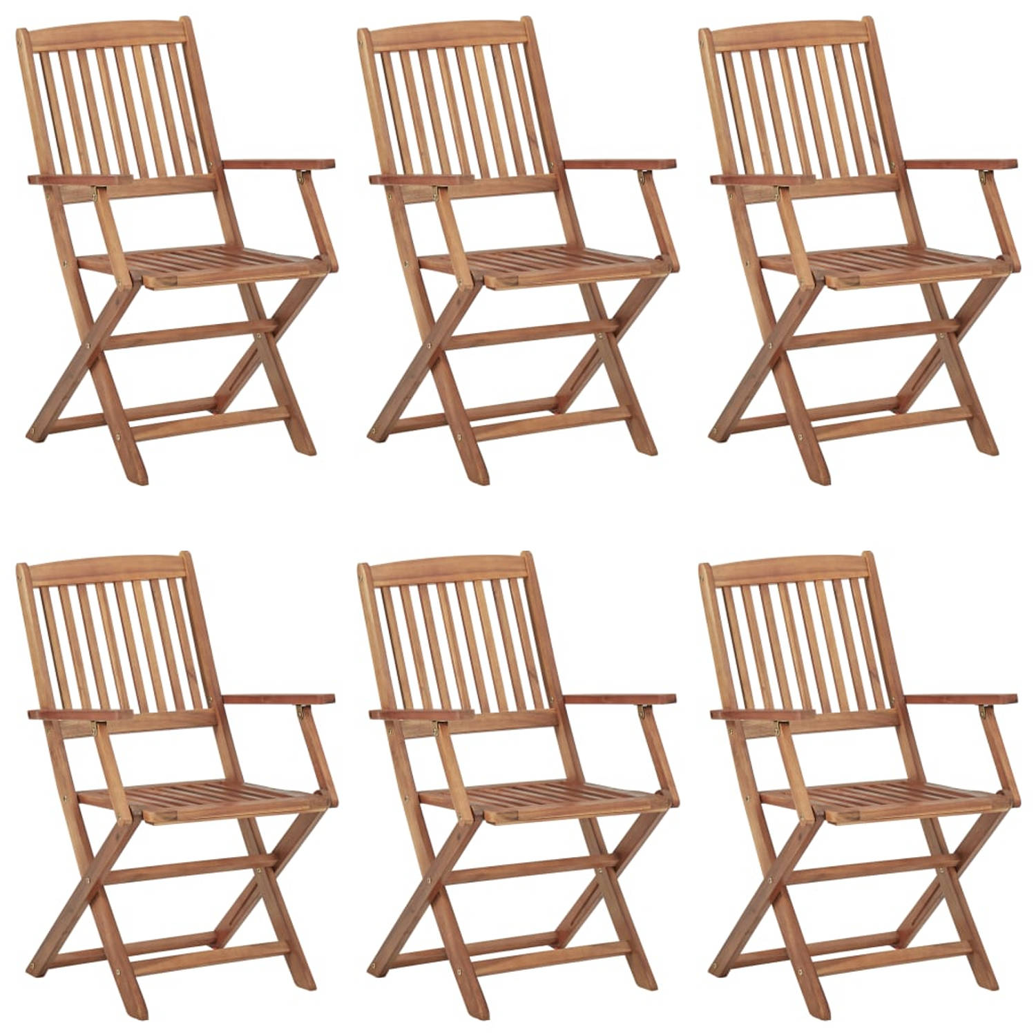 The Living Store Inklapbare stoelen Massief acaciahout - 54x57x91 cm - Kussen met bladpatroon
