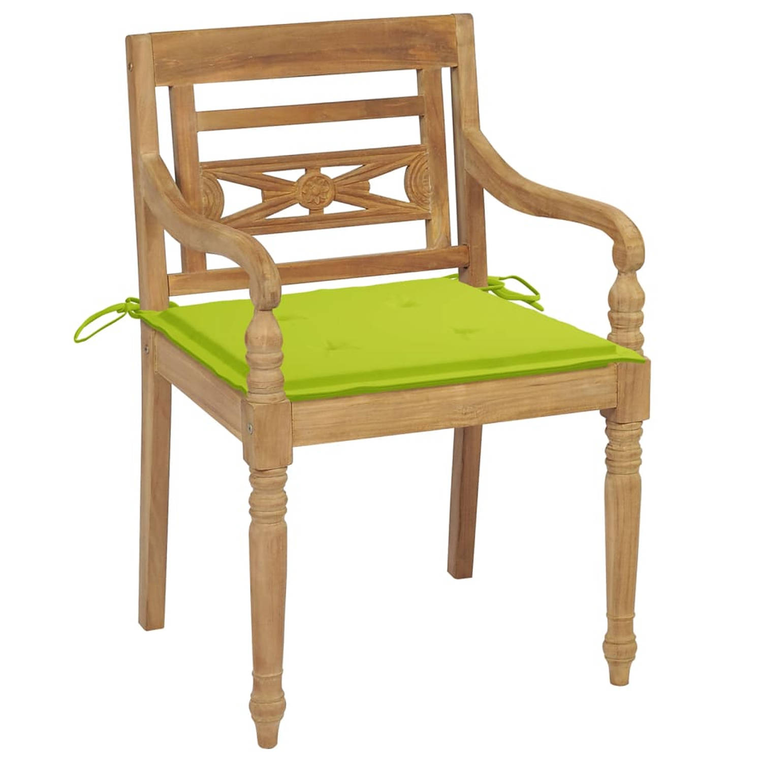 The Living Store Batavia Tuinstoelen - Teakhout - Houten Stoelen met Kussens - Set van 4