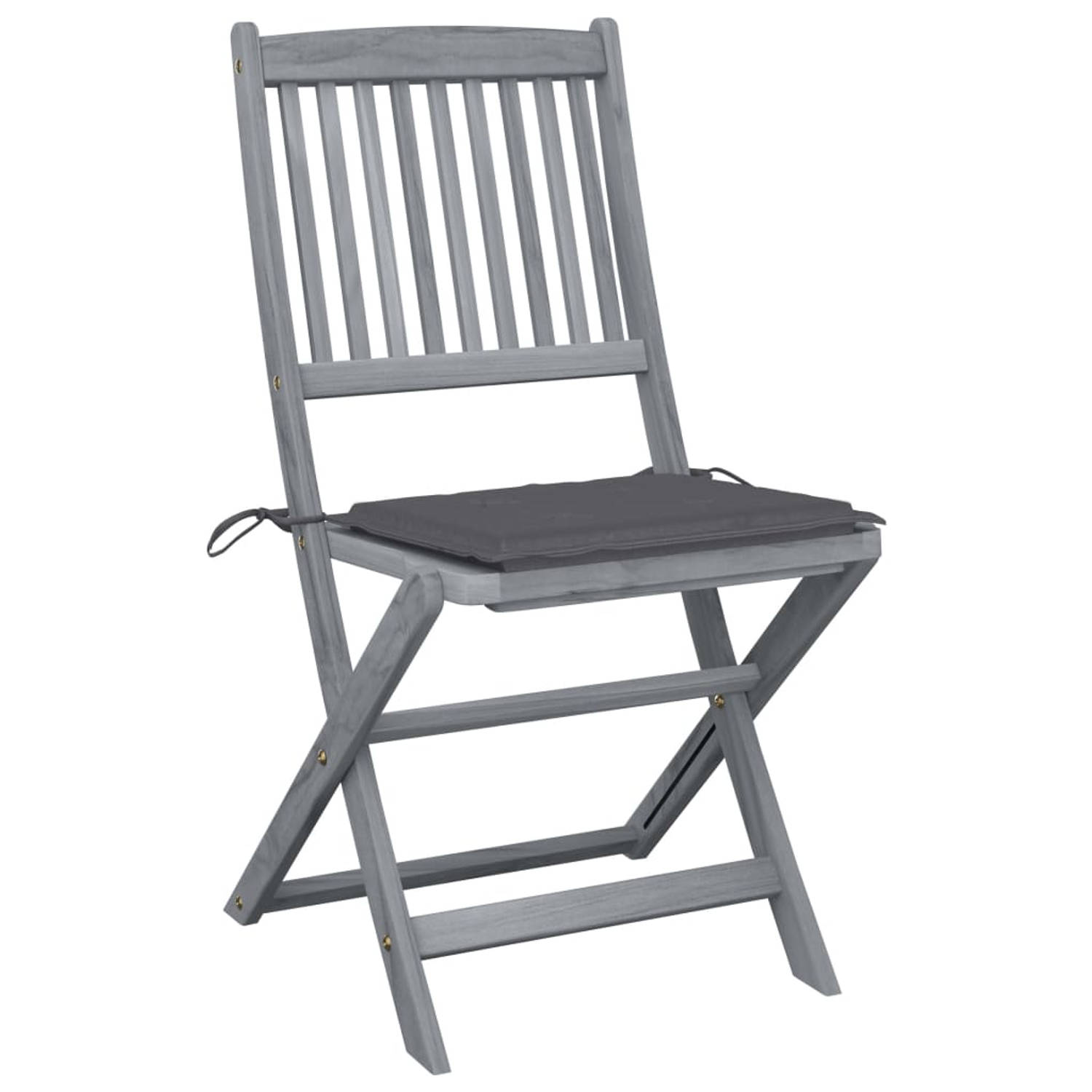 The Living Store Houten Stoelenset - Acaciahout - Klapstoelen - 48.5 x 57 x 91 cm - Greywash