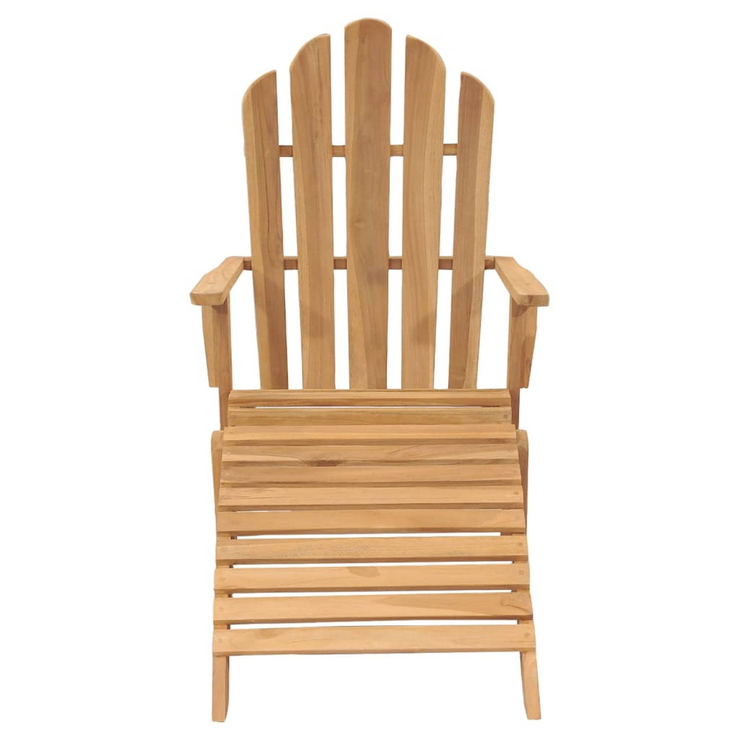 The Living Store Teakhouten Adirondack Tuinstoel - 66 x 151 x 98 cm - Met brede armleuningen en hoge rugleuning