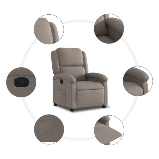 vidaXL Fauteuil verstelbaar stof taupe