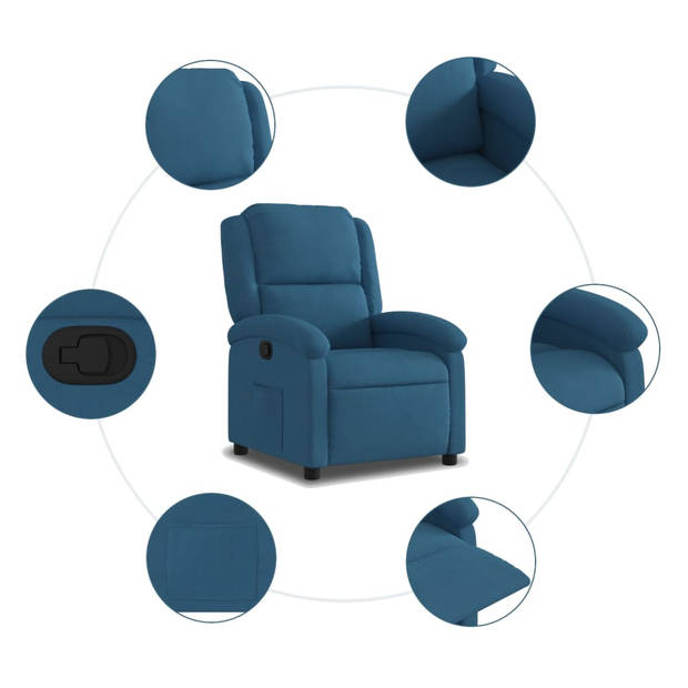 vidaXL Fauteuil verstelbaar fluweel blauw