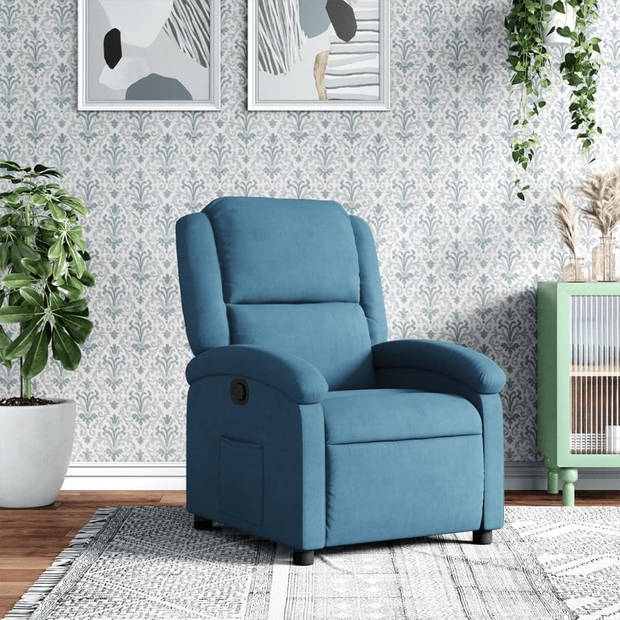 vidaXL Fauteuil verstelbaar fluweel blauw