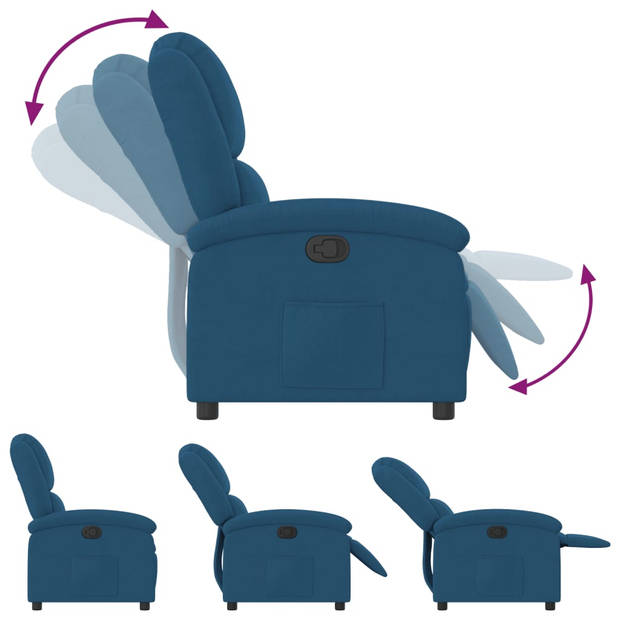 vidaXL Fauteuil verstelbaar fluweel blauw