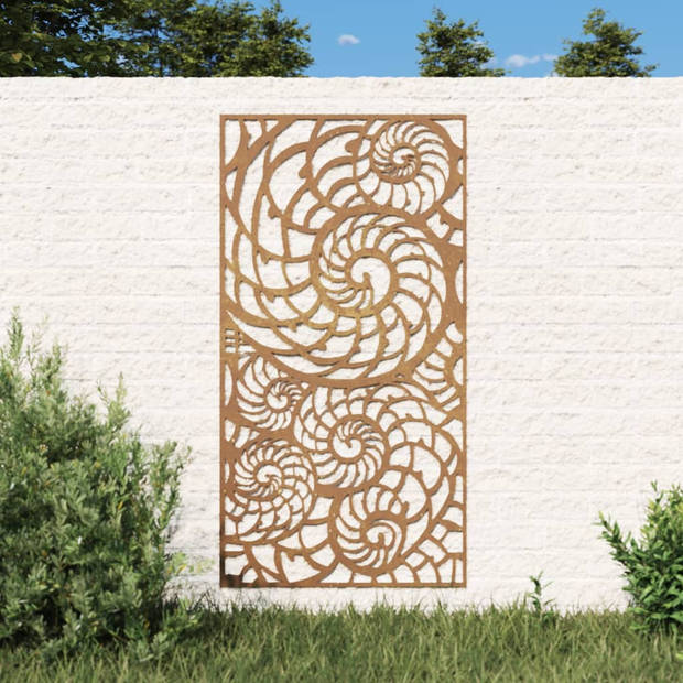 vidaXL Wanddecoratie tuin schelpenontwerp 105x55 cm cortenstaal