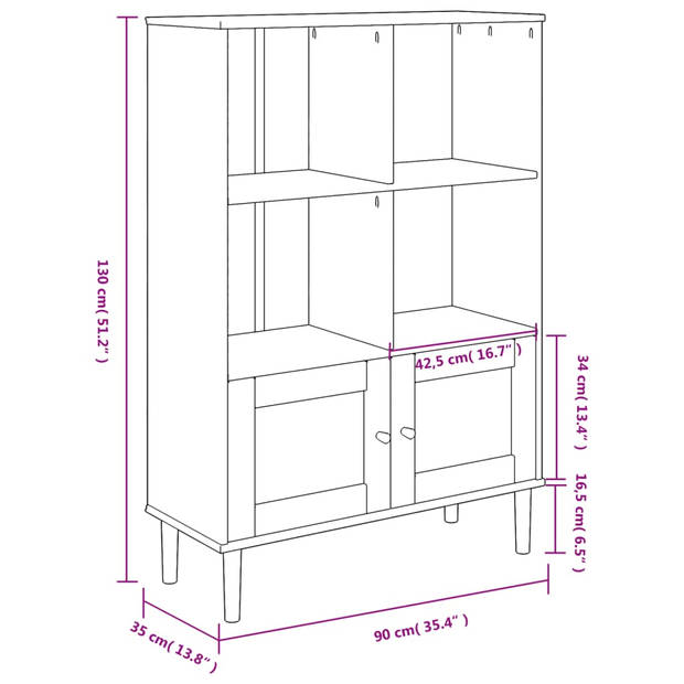 vidaXL Boekenkast SENJA rattan-look 90x35x130 cm grenenhout zwart