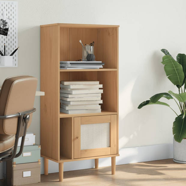 vidaXL Boekenkast SENJA rattan-look 60x35x130 cm grenenhout bruin