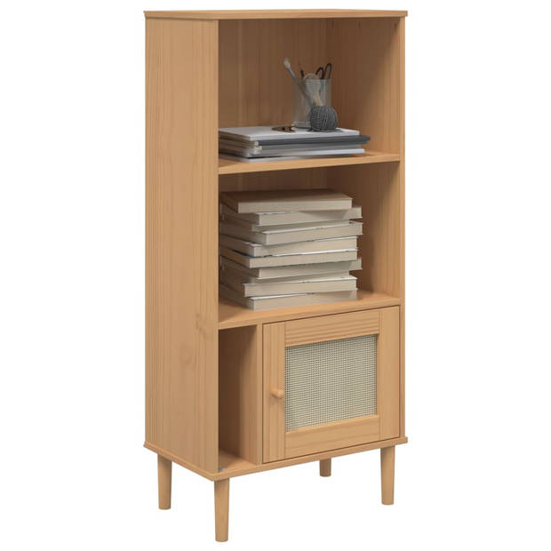 vidaXL Boekenkast SENJA rattan-look 60x35x130 cm grenenhout bruin