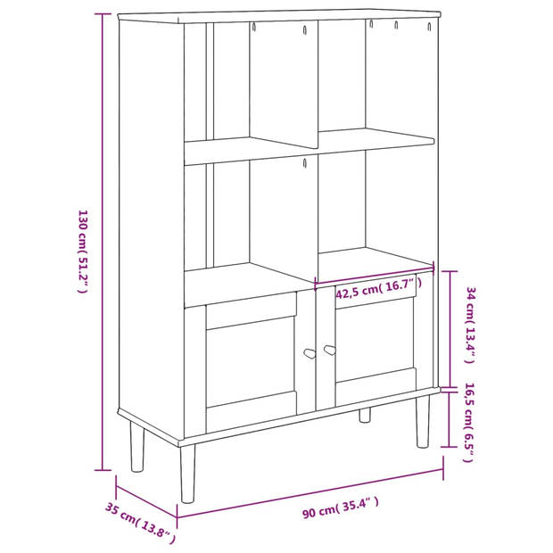 vidaXL Boekenkast SENJA rattan-look 90x35x130 cm grenenhout bruin