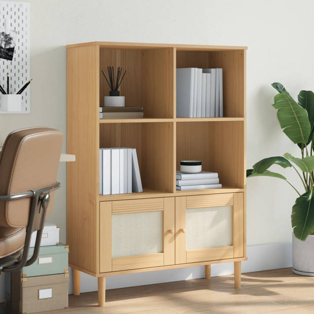 vidaXL Boekenkast SENJA rattan-look 90x35x130 cm grenenhout bruin