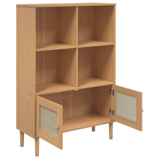 vidaXL Boekenkast SENJA rattan-look 90x35x130 cm grenenhout bruin