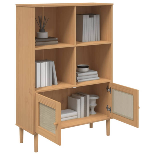 vidaXL Boekenkast SENJA rattan-look 90x35x130 cm grenenhout bruin