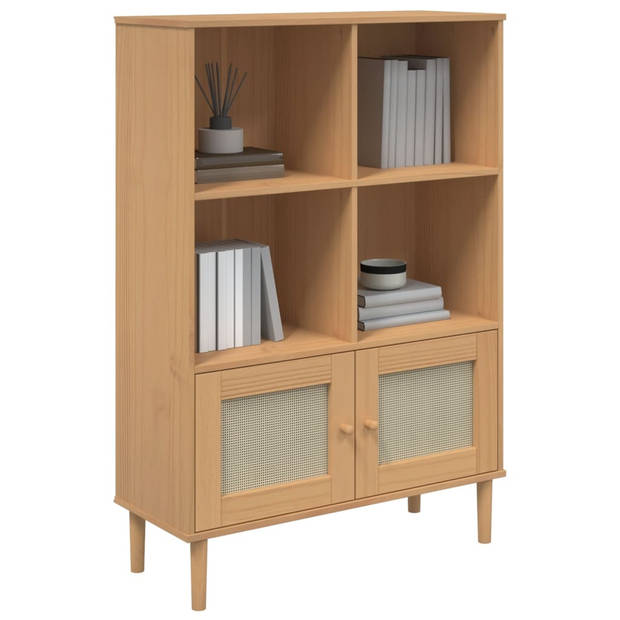 vidaXL Boekenkast SENJA rattan-look 90x35x130 cm grenenhout bruin