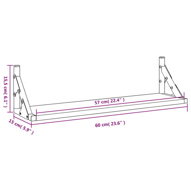 vidaXL Wandschappen 2 st 60x15x15,5 cm zwart