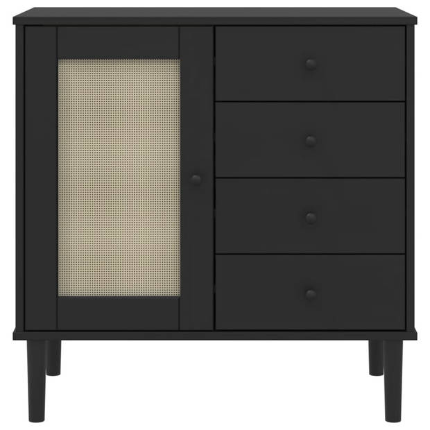 vidaXL Dressoir SENJA 80x40x80 cm rattan look massief grenenhout zwart