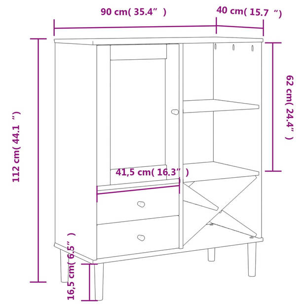 vidaXL Hoge kast SENJA 90x40x112 cm rattan look grenenhout bruin