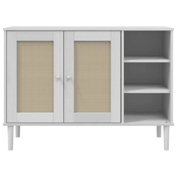 vidaXL Dressoir SENJA 112x40x80 cm rattan look massief grenenhout wit