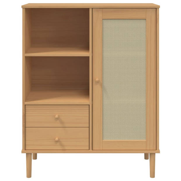 vidaXL Hoge kast SENJA rattan-look 90x40x112 cm grenenhout bruin