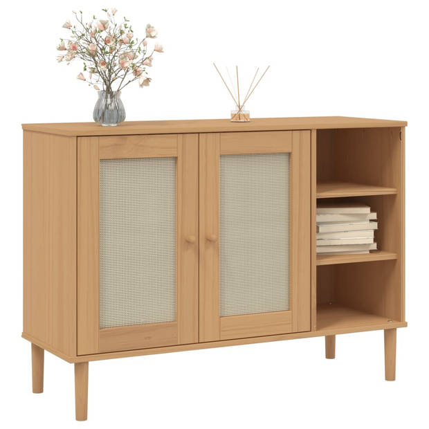 vidaXL Dressoir SENJA 112x40x80 cm rattan massief grenenhout bruin