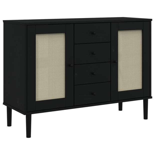 vidaXL Dressoir SENJA rattan-look 112x40x80 cm grenenhout zwart