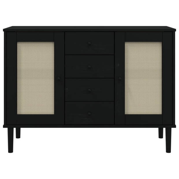 vidaXL Dressoir SENJA rattan-look 112x40x80 cm grenenhout zwart