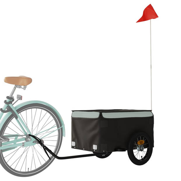 vidaXL Fietstrailer 30 kg ijzer zwart en grijs