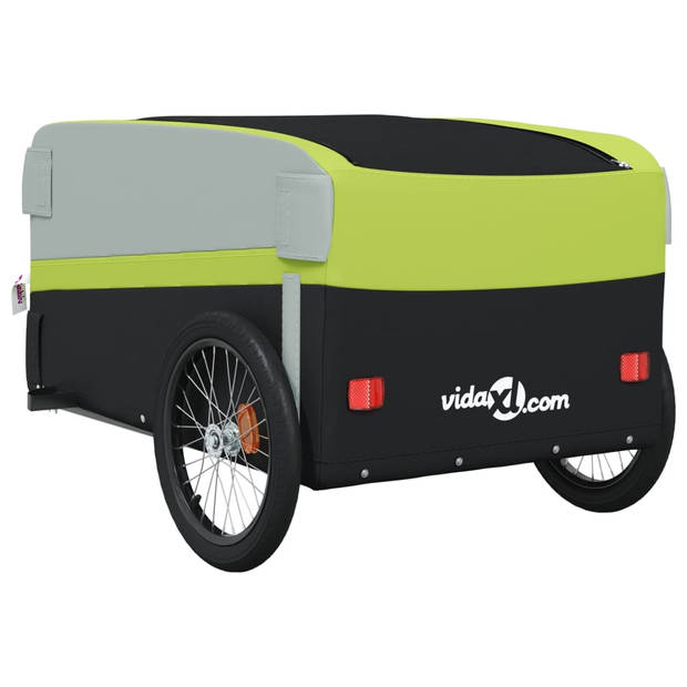 vidaXL Fietstrailer 45 kg ijzer zwart en groen