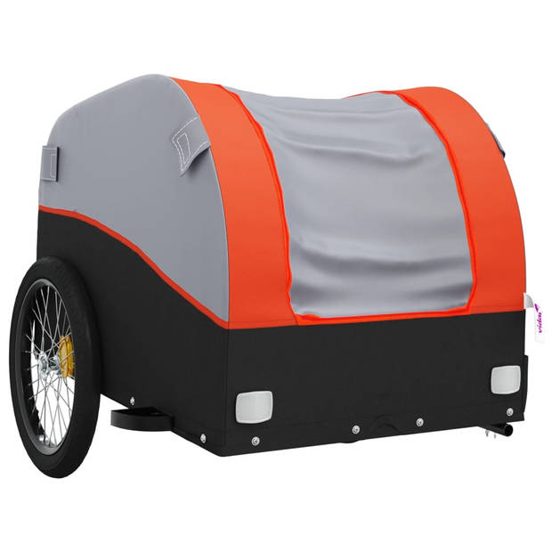 vidaXL Fietstrailer 45 kg ijzer zwart en oranje