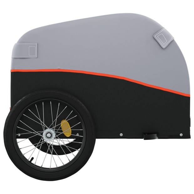 vidaXL Fietstrailer 45 kg ijzer zwart en oranje