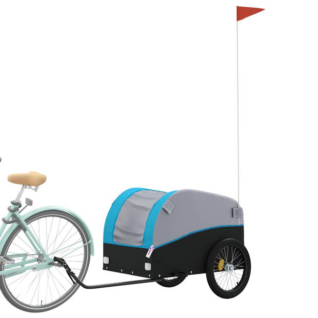 vidaXL Fietstrailer 45 kg ijzer zwart en blauw