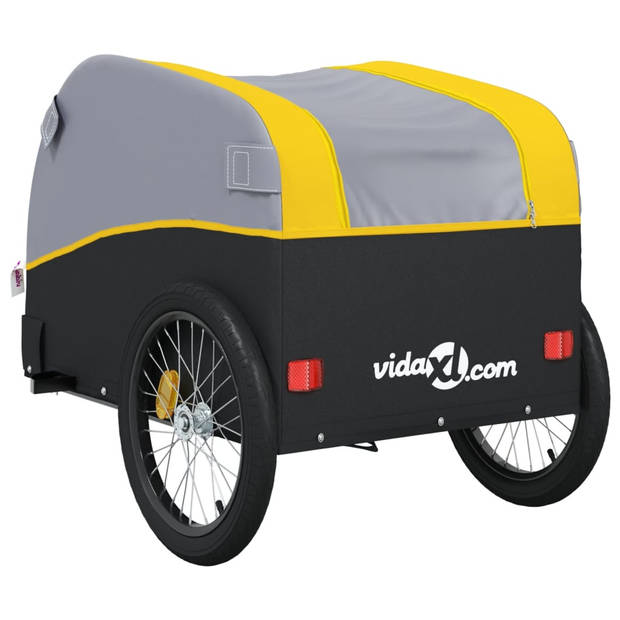 vidaXL Fietstrailer 45 kg ijzer zwart en geel