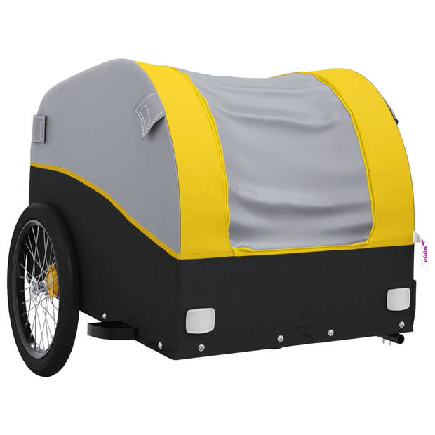 vidaXL Fietstrailer 30 kg ijzer zwart en geel